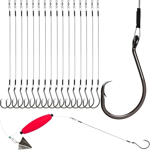 Dovesun 30PCS/20PCS Circle Hooks Fishing Pre-Rigged Catfish Rig for Saltwater Freshwater Catfish Hooks with Wire Leader 2/0 4/0 6/0 8/0 10/0 - color: D-6/0 Circle Hooks Kit-20PCS