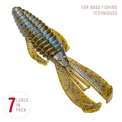 Strike King Rage Bug Fishing Lure, Soft Plastic Grub, Unique Design, Subtle Action - color: Blue Craw with Red Flake, size: 4"