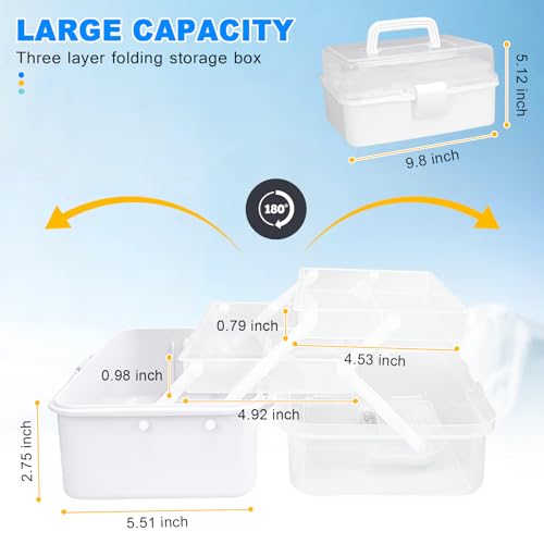 10Inch Tackle Box Organizer and Storage,Three-Layer Sewing Box With 2 Trays | Craft Organizers and Storage,Medicine Storage Box With Handle For Nail、Makeup、Diamond Painting、Building Blocks - color: White