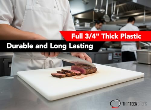 Thick White 18x12 Plastic Restaurant Cutting Board, 0.75 Inch Thick HDPP Poly - NSF Approved for Food Service, Dishwasher Safe - 3/4" Thickness - color: White, size: 18"L x 12"W