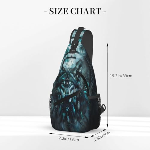 Wolf Dream Catcher Sling Backpack Chest Bag Crossbody Shoulder Bag Gym Cycling Travel Hiking Daypack For Men Women - color: Wolf Dream Catcher