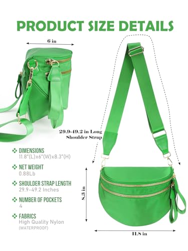 Pure Colour Crossbody Bag Bum Bag for Women,Spacious Purse Fanny Packs Belt Bag,Oversized Bum Bag (Colour Bum Bag-Kelly Green) - color: Colour Bum Bag-Kelly Green