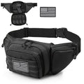 Tactical Fanny Pack Gun Holster Concealed Carry Pistol Military Tactical Waist Bag Waterproof Molle EDC Pouch with USA Flag Patch - color: Black