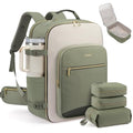 LOVEVOOK 56L Travel Backpack for Women & Men, Airline Approved Carry On Luggage with 3 Packing Cubes, TSA Overnight Bags, Waterproof Personal Item Bag, Weekender Essentials Backpacks fits 17" Laptop - color: Light Green-beige-olive Green, size: XX-Large