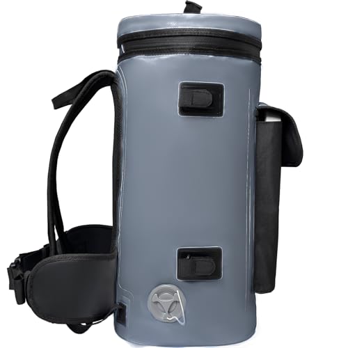 Buffalo Gear Fish Cooler Backpack 32Qt Waterproof Fishing Backpack Cooler Portable Fish Bag, Keep Ice Cold More Than 24 Hours - color: Grey