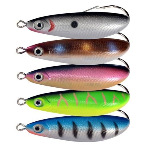 AMHDV Weedless Minnow Hard Lures Topwater Fishing Bait for Freshwater Saltwater (Pack of 5)