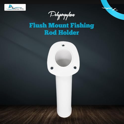 MARINE CITY Flush Mount Fishing Rod Holder 30 Degree Polypropylene, Durable, Lightweight, Easy Access for Fishing, Fits 2" Hole, Ideal for Kayaks, Boats and Yachts - color: White, style: 4 Pcs