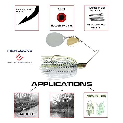 Luck E Strike Jimmy Houston Legends Spinner Bait with Colorado Blades (1/2 Ounce Spinnerbait) 5/0 Hook - color: SX Shad