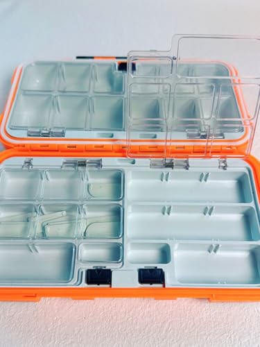 Waterproof Fishing Tackle Box, Floating Storage, Double-Sided Lure Box with Adjustable Dividers, Jewelry Organizer Making Kit Container for Earring Tool, Hook Beads Storage. - color: Tackle box orange large 1pack