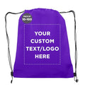 DISCOUNT PROMOS Custom Non-Woven Drawstring Backpacks Set of 10/50/100, Personalized Bulk Pack - color: Purple, size: 10/50/100