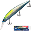 Pristis Minnow Fishing Lure, Long Casting Crankbait with Sharp Treble Hooks, Saltwater Freshwater Hard Bait Plug Set Tackle Kit with Precise Weight & Exquisite Coating for Crappie Bass Pike - color: Sinking-Azure Green