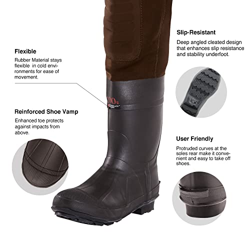 TIDEWE Neoprene Chest Waders for Men, Waterproof Bootfoot for Hunting | Warm Waterproof Slip-Resistant Men's Bootfoot Fishing Waders for Hunting & Wetland Work - size: 8