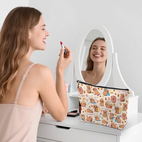 Capybara Makeup Bag, Capybara Gifts For Women, Capybaras Makeup Pouch, Travel Toiletry Bag With Zipper, Birthday Gifts For Mom Sister, Travel Toiletry Bag - color: Capybara