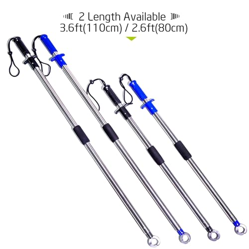 Heavy-Duty Fish Gripper – Extra-Long Stainless Steel Grabber with Non-Slip Handle, Wrist Lanyard & Storage Bag for Secure Fish Handling in Freshwater & Saltwater - color: 110cm/43.3in(3.6ft) Black