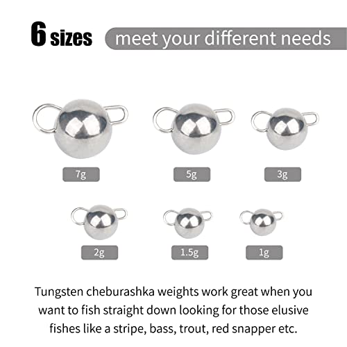 Tungsten Cheburashka Weights, Tungsten Free-Swinging Cheb Rig Weights for Finesse Rigging, Multiple, Plain - size: 1.0g - 10 Pack