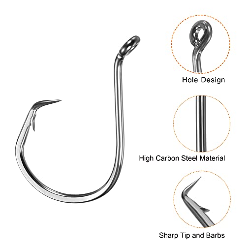 PATIKIL Fishing Circle Hooks Carbon Steel Offset Hook with Barbs for Freshwater Saltwater - size: 31mm/1.22"