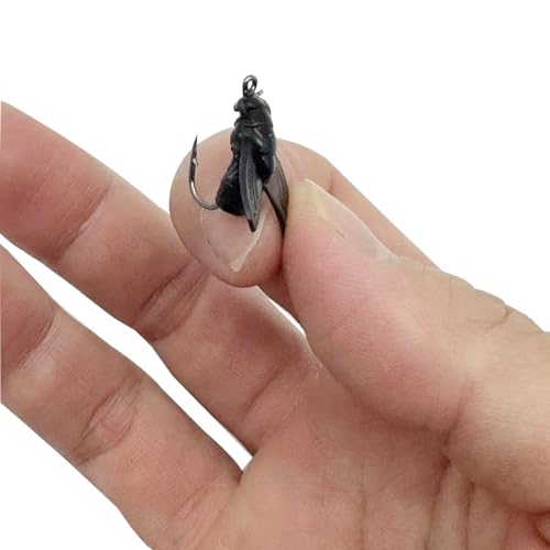 40pcs/Set Black Bionic Fly Fishing Bait Hooks Dry Soft Artificial Flies Fly Fishing Lures Flies Spinner Swim Baits Fly Fishing Hook Lures Trout Jigs Swimbaits Size:15mm