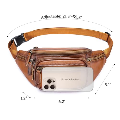 NIUCUNZHGenuine Leather Fanny Pack Men Women Small Multi-Pockets sling Waist Bag For Travel Sports Hiking Cycling Fishing Running - color: 8879-browncoffee, size: Small