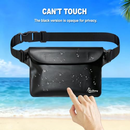 Waterproof Fanny Pack, Dry Bag Phone Pouch for Beach Swimming Kayaking | Floating dry bag keeps wallet & purse safe. Triple zip-lock seals water. Touchscreen works wet. Cruise, fishing & travel - color: Black+Black