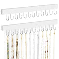 ZEDODIER 2 Pack Necklace Organizer Wall Mount, Wooden Jewelry Hanger Necklace Holder with 24 Hooks,Hanging Jewelry Organizer, White - color: White