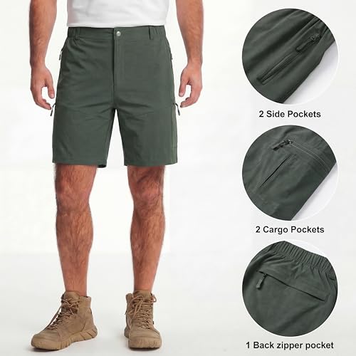 Mens Cargo Shorts - Lightweight Relaxed Fit - Tactical Work Shorts for Men,Stretch Quick Dry Fishing Hiking - color: Army, size: 36