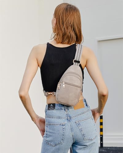 Telena Sling Bag for Women Crossbody Bags Purse for Women Vegan Leather Fanny Pack with Adjustable Strap - color: C-cloud Grey