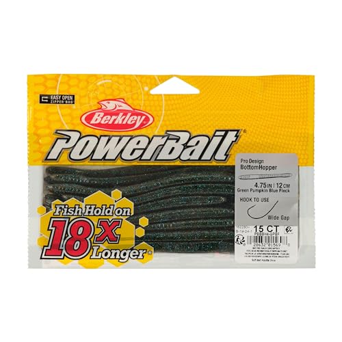Berkley PowerBait Bottom Hopper Fishing Soft Bait - color: Green Pumpkin Blue Fleck, size: 4 3/4"