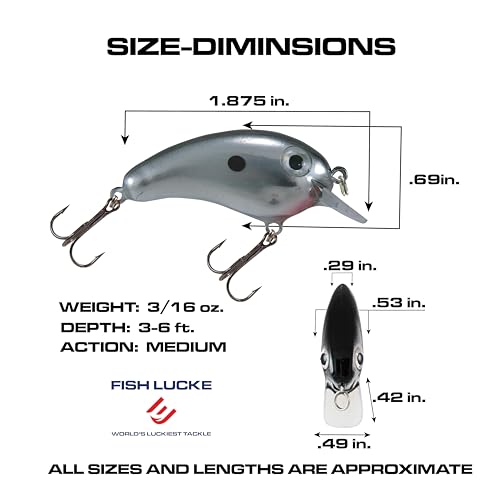 Luck E Strike Crappie Magic Crankbait (2 Inch Crappie Lure) Made in The USA - color: Chrome Black