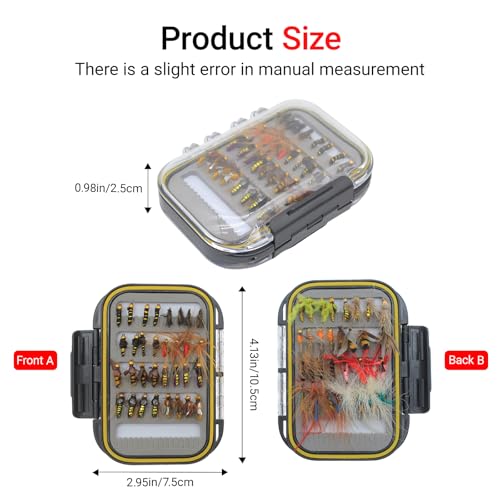 Fly Fishing Kit with Tackle Dry/Wet Fly Handcrafted Lures, Streamer for Trout, Bass, Salmon - color: 64pcs