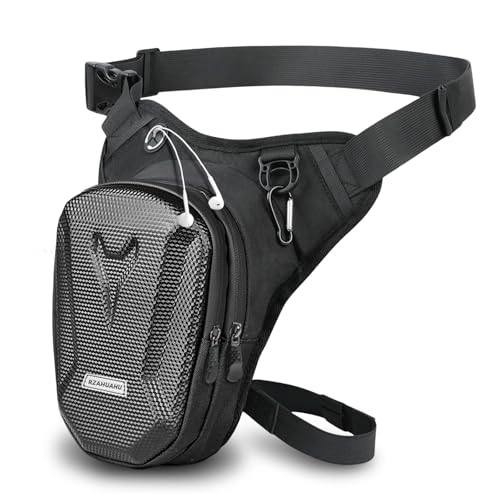 flintronic Motorcycle Leg Bag, Thigh Bag, Motorcycle Cycling Drop Leg Bag, with Headphone Jack, Waterproof Multi-Function Leg Fanny Pack for Men Women Cycling Running Traveling and Fishing - color: Black