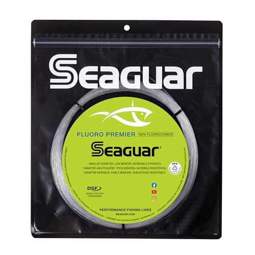 Seaguar Fluoro Premier Big Game Saltwater Fishing Line Shock Leader, 100% Fluorocarbon, Clear, Multiple Sizes - size: 100lbs/50yds