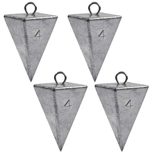 Pyramid Sinkers Fishing Weights Saltwater Pyramid Weights for Surf Fishing Gear Tackle 1oz 2oz 3oz 4oz 5oz 6oz 8oz - style: 4 Ounce, 4 Pack