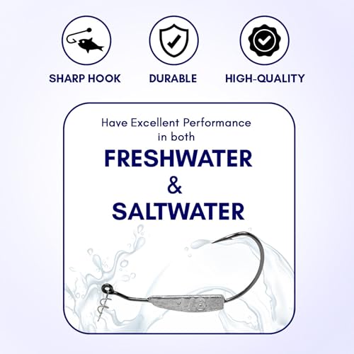 Reaction Tackle Weighted Swimbait Hooks - Weedless Belly Weighted Hooks with Twist Lock Bait Keeper for Soft Plastic Swimbaits - Bass Fishing Hooks (10-Pack) - size: 1/8oz 3/0