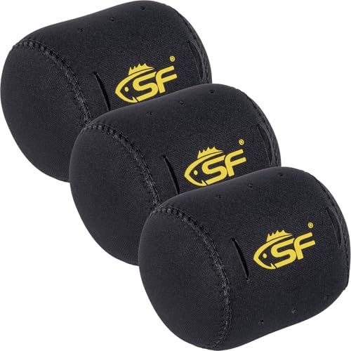 SF Neoprene Conventional Reel Covers Round Reel Case Protective Cover Shield Pouch, XXS/XS/S/M/L/XL/XXL Size, Black - color: Black-3Pcs-XS