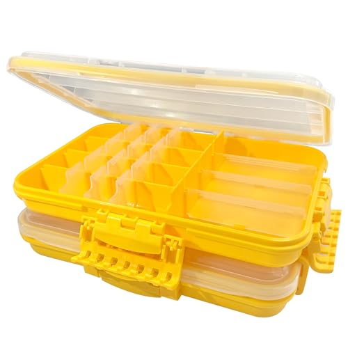 BiteX Waterproof 3600 Tackle Boxes 2PCS, Airtight Fishing Lure Box with 5-20 Adjustable Compartments, Watertight Tackle Tray Organizer for Freshwater Saltwater Fishing