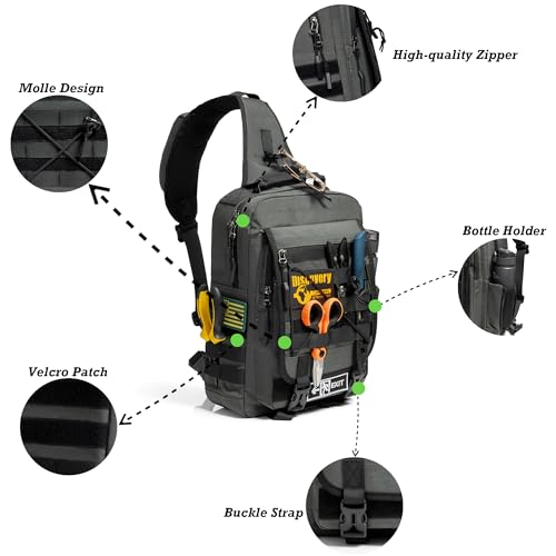 NICGID Tactical Sling Bag Pack Military Rover Shoulder Sling Backpack EDC Molle Assault Range Bag - color: Grey-808-1, size: 13.3 inch
