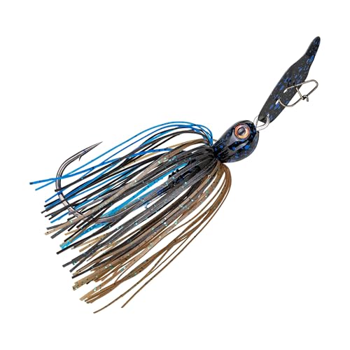 Strike King Thunder Cricket Fishing Lure, Vibrating Swim Jig, Silver Blade, 4/0 Jungle-Style Flipping Hook - color: Bruiser, size: 1/2 oz