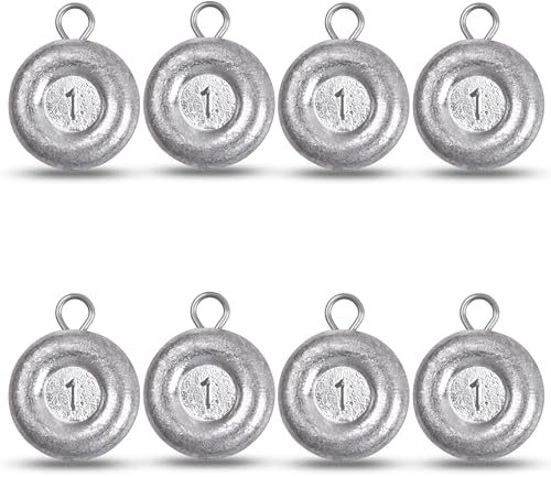 Disc Sinkers Fishing Weights, Coin Fishing Sinkers Weights Saltwater Surf Fishing Weights Bottom Drifting Trolling Catfishing Fishing Sinkers Saltwater Gear Tackle 1oz 2oz 3oz 4oz 5oz 6oz 8oz - style: 1 Ounce, 8 Pack