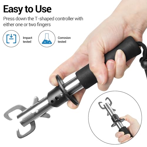 Dr.meter PS01 Fish Scale with Fish Lip Gripper - 110lb/50kg Backlit LCD Display Digital Weight Scale with Built-in Measuring Tape - Stainless Steel Fish Holder Tool Set, Fishing Gifts for Men