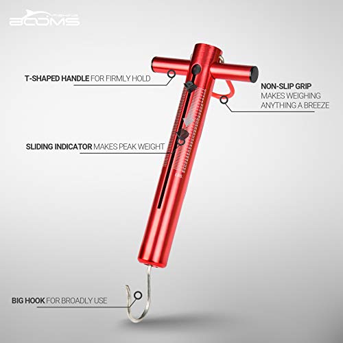 Booms Fishing TS1 Aluminum Tube Spring & Hook Scale 50LB/22KG - size: 50 LBS