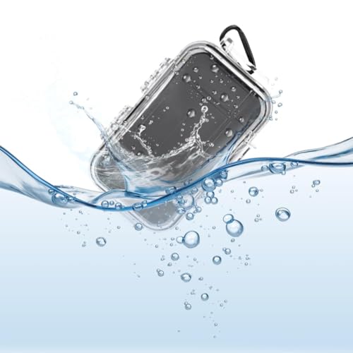 Tiiyee Small Waterproof Storage Case, Outdoor Survival Waterproof Dry Box | Protective Case Shockproof Airtight Carry Box Container Floating Hard Shell for EDC Tools Phone Keys Watches Travel Fishing - color: transparent