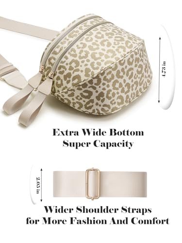 Pure Colour Crossbody Bag Bum Bag for Women,Spacious Purse Fanny Packs Belt Bag,Oversized Bum Bag (Khaki Beige Leopard Print Bum Bag) - color: Khaki Beige Leopard Print Bum Bag