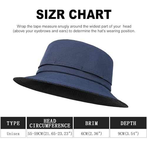 FEINION Men Women Breathable Sun Cap Portable Outdoor Bucket Hat - color: Navy