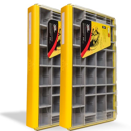 Deluxe Fishing Tackle Box, Waterproof 3600 and 3700 Tackle Trays, Organizer with Removable Dividers, Sealed Lure Box and Terminal Tackle Storage (2, 3700 Yellow) - color: 3700 Yellow 2 packs