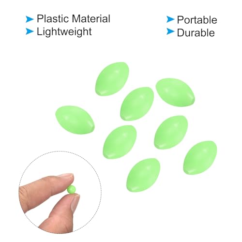 PATIKIL Glow Fishing Beads Plastic Oval Rubber Luminous Fishing Bait Eggs Rig Bead Tackle Lures Accessories with Box - color: Green, size: 10x7mm