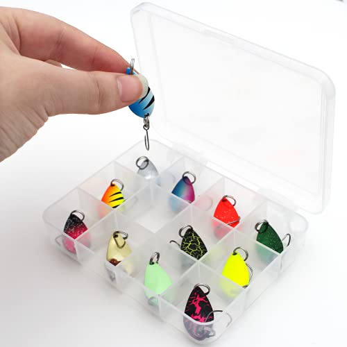 Fishing Lures,Fishing Spoons, Colorful Casting Fishing Spinner Hard Baits Tackle Single Hook for Trout Bass Salmon Freshwater Saltwater with Metal Hooks - color: 12pcs Multiple Colors