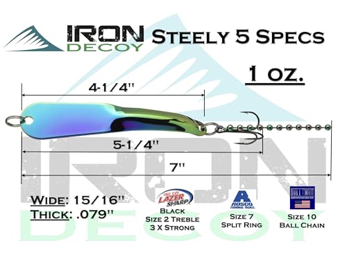 IRON DECOY Spoon Fishing Lures 3-Pack, Multi-Species Metal Spoons for Trout, Walleye, Bass, Salmon, Pike, Ice Fishing & Trolling, Vibrating Spoon Lure Kit - color: Salmon, 1oz