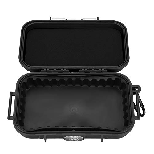 Tiiyee Small Waterproof Boxes of Plastic Case Shockproof Airtight Container Case Portable Airtight Carry Box Black Dry - color: black