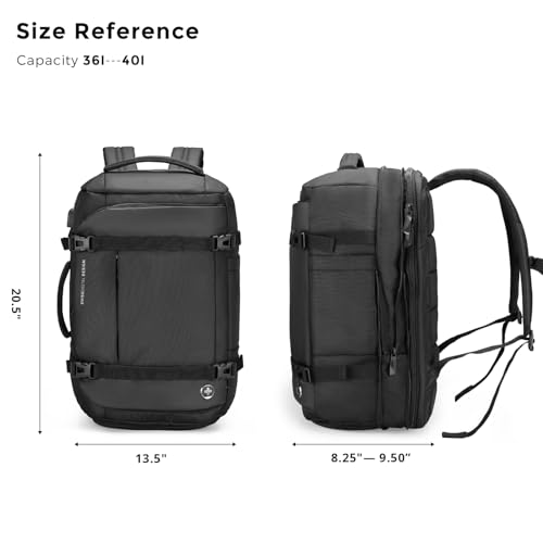 Swissdigital Design Travel Backpack 40L,TSA Friendly Flight Approved Carry-on Luggage Hand,with USB Charging Port Large Weekender Bag Fits 17 Inch Laptop Backpack Black | SD1756-01 - color: Black