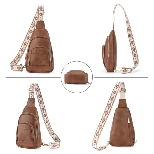 SENDEFN Small Sling Bag Crossbody Bags for Women Vegan Leather Cell Phone Cross Body Purse Fanny Packs Chest Bag for Women - color: A-Brown
